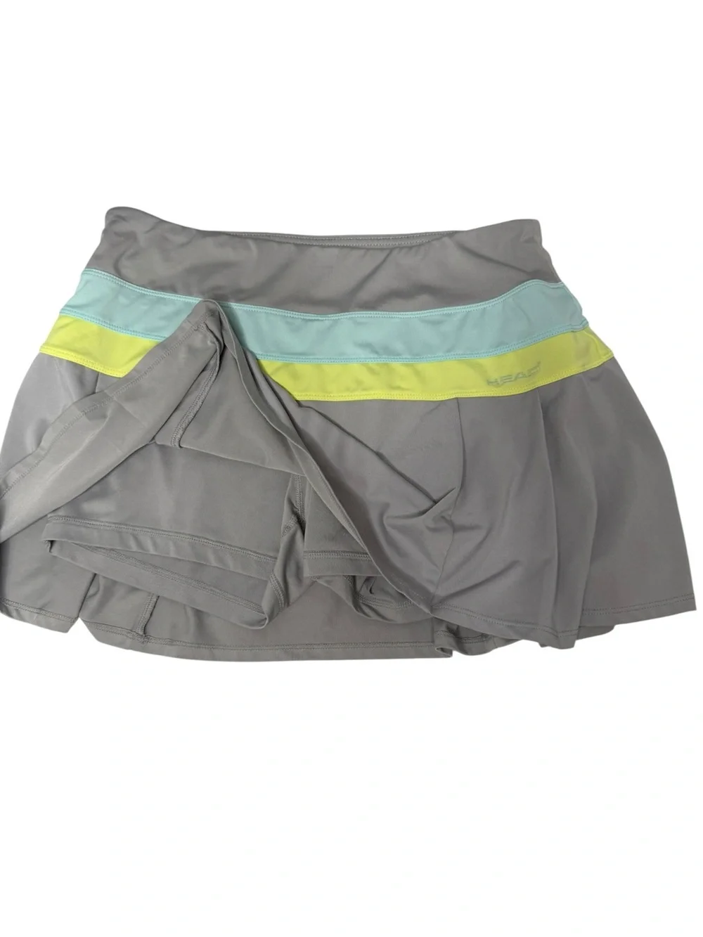 503 - Head Gray Athletic Skort with Mint and Neon Yellow Stripes Size Medium